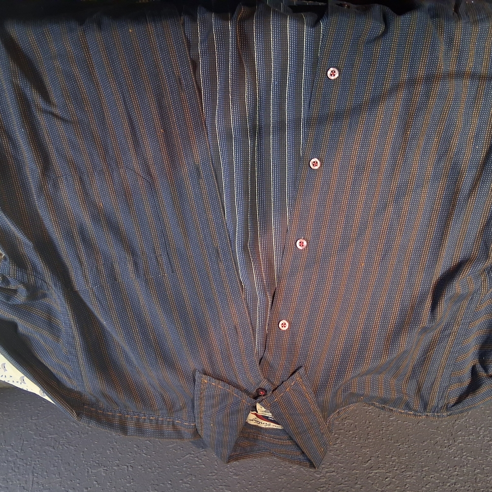 Black Casual Button Down Shirt with Subtle Pinstripes